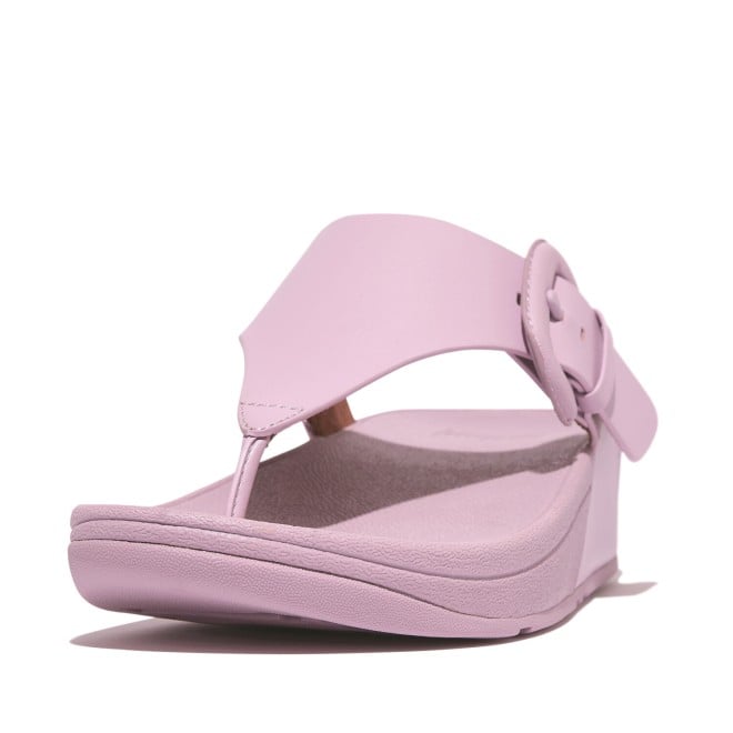 Fitflop Lulu Covered-Buckle Raw-Edge Leather Toe-Thongs (SKU: 228-372-26-4)