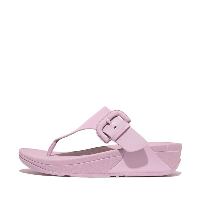 Fitflop Lulu Covered-Buckle Raw-Edge Leather Toe-Thongs