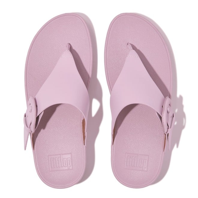 Fitflop Lulu Covered-Buckle Raw-Edge Leather Toe-Thongs (SKU: 228-372-26-4)