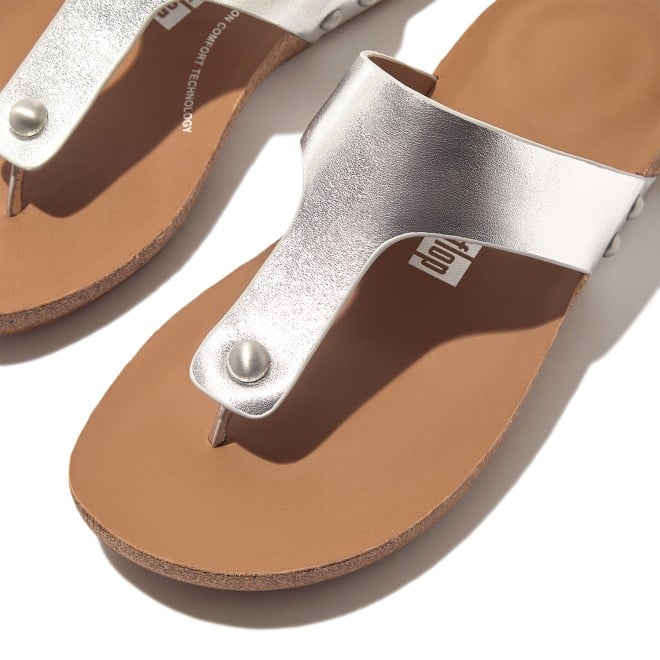 Fitflop Iqushion Metallic-Leather Toe-Post Sandals (SKU: 228-379-27-3)