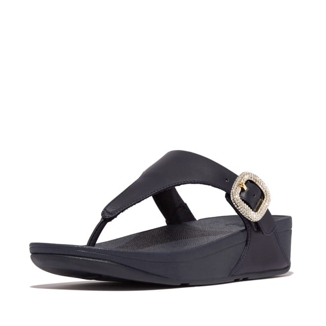 Fitflop Lulu Crystal-Buckle Leather Toe-Post Sandals (SKU: 228-381-17-3)