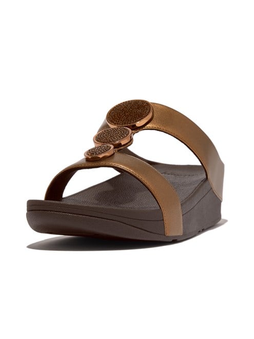 Fitflop Halo Bead-Circle Metallic H-Bar Slides (SKU: 228-383-46-5)