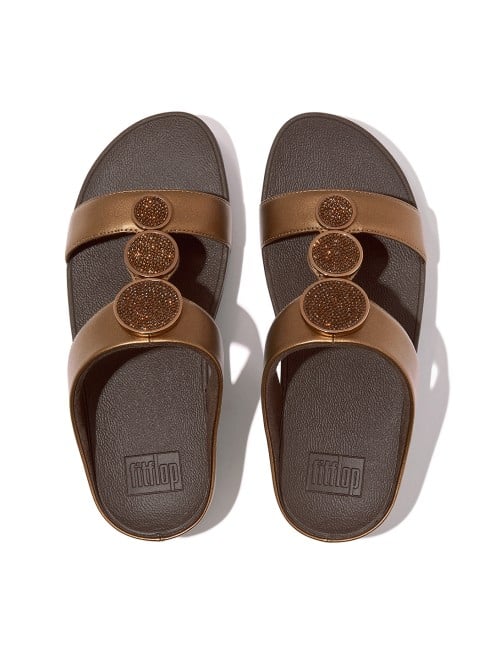Fitflop Halo Bead-Circle Metallic H-Bar Slides (SKU: 228-383-46-5)