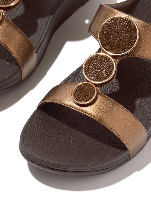 Fitflop Halo Bead-Circle Metallic H-Bar Slides (SKU: 228-383-46-5)