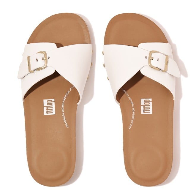 Fitflop Iqushion Adjustable Buckle Leather Slides (SKU: 228-390-16-5)