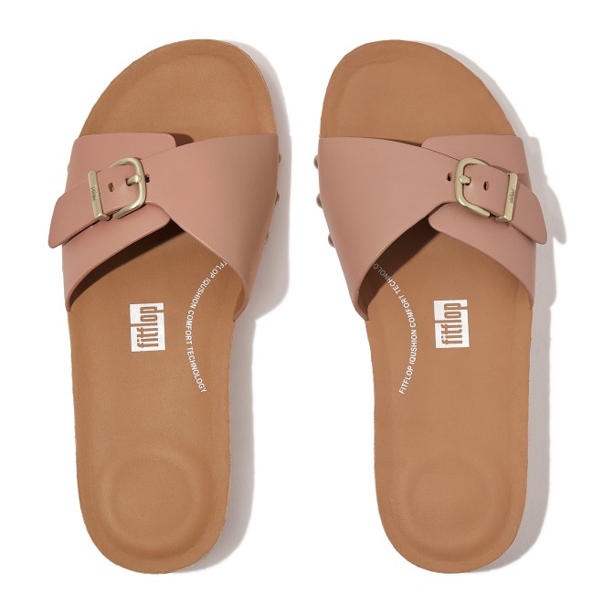 Fitflop Iqushion Adjustable Buckle Leather Slides (SKU: 228-390-20-4)