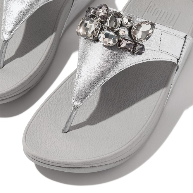 Fitflop Lulu Jewel-Deluxe Metallic-Leather Toe-Thongs (SKU: 228-392-27-3)