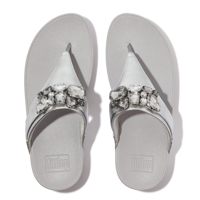 Fitflop Lulu Jewel-Deluxe Metallic-Leather Toe-Thongs (SKU: 228-392-27-3)