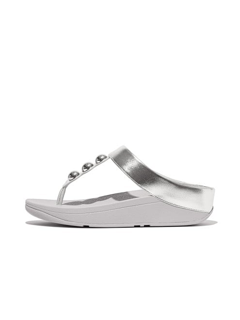 Fitflop Fino Mirror-Dome Metallic-Leather Toe-Post Sandals