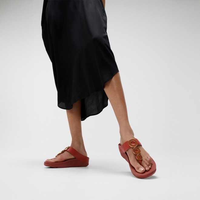 Fitflop Fino Resin-Hoop Leather Toe-Post Sandals (SKU: 228-405-25-3)