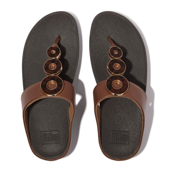 Fitflop Fino Resin-Hoop Leather Toe-Post Sandals (SKU: 228-405-12-7)