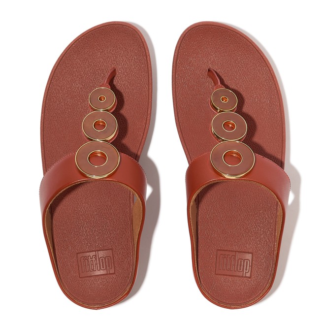 Fitflop Fino Resin-Hoop Leather Toe-Post Sandals (SKU: 228-405-25-3)