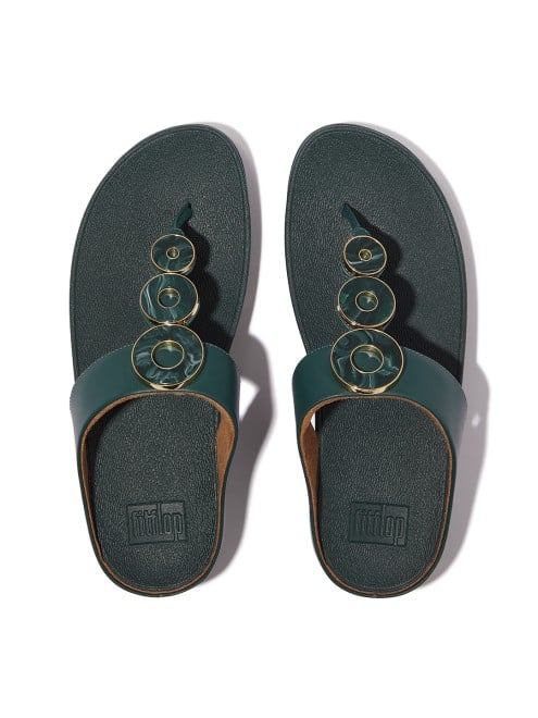 Fitflop Fino Resin-Hoop Leather Toe-Post Sandals (SKU: 228-405-45-3)