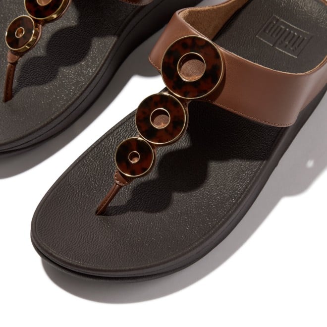 Fitflop Fino Resin-Hoop Leather Toe-Post Sandals (SKU: 228-405-12-7)