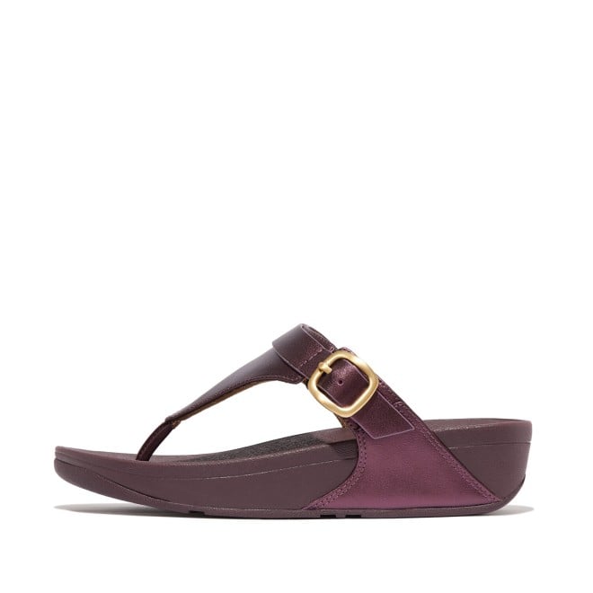 Fitflop Lulu Adjustable Metallic-Leather Toe-Post Sandals