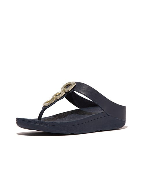 Fitflop Fino Crystal-Chain Leather Toe-Post Sandals (SKU: 228-411-17-3)