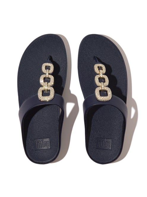 Fitflop Fino Crystal-Chain Leather Toe-Post Sandals (SKU: 228-411-17-3)