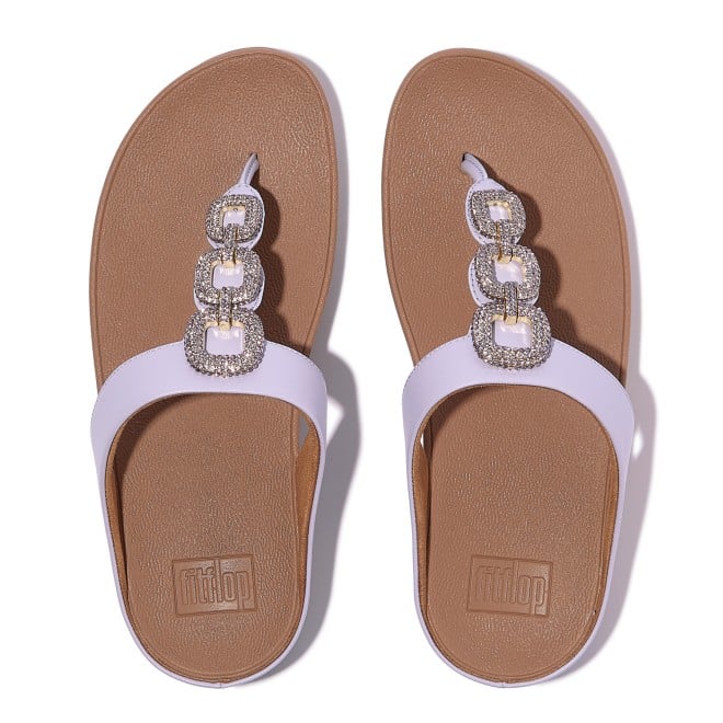Fitflop Fino Crystal-Chain Leather Toe-Post Sandals (SKU: 228-411-26-3)