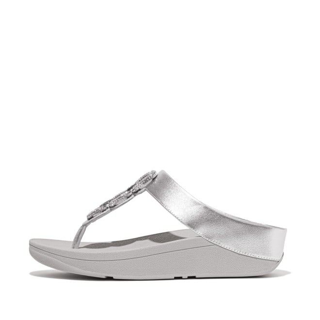 Fitflop Fino Crystal-Chain M/Leather Toe-Post Sandals