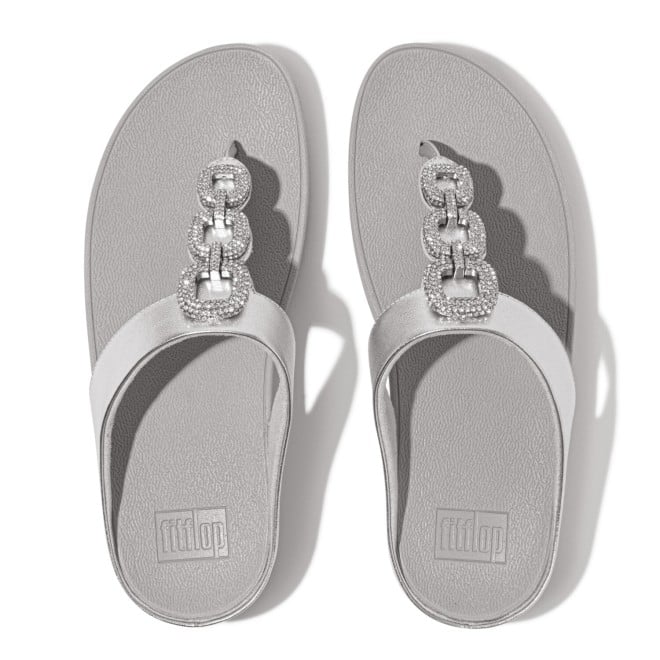 Fitflop Fino Crystal-Chain M/Leather Toe-Post Sandals (SKU: 228-412-27-3)