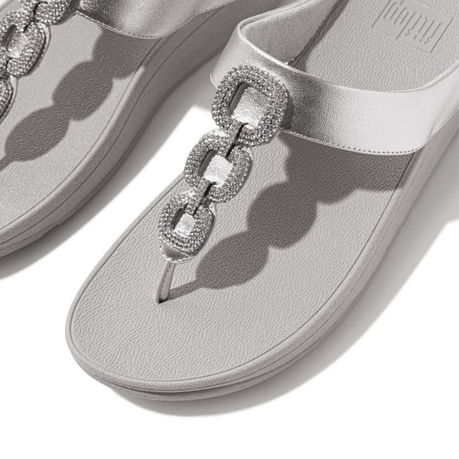 Fitflop Fino Crystal-Chain M/Leather Toe-Post Sandals (SKU: 228-412-27-3)