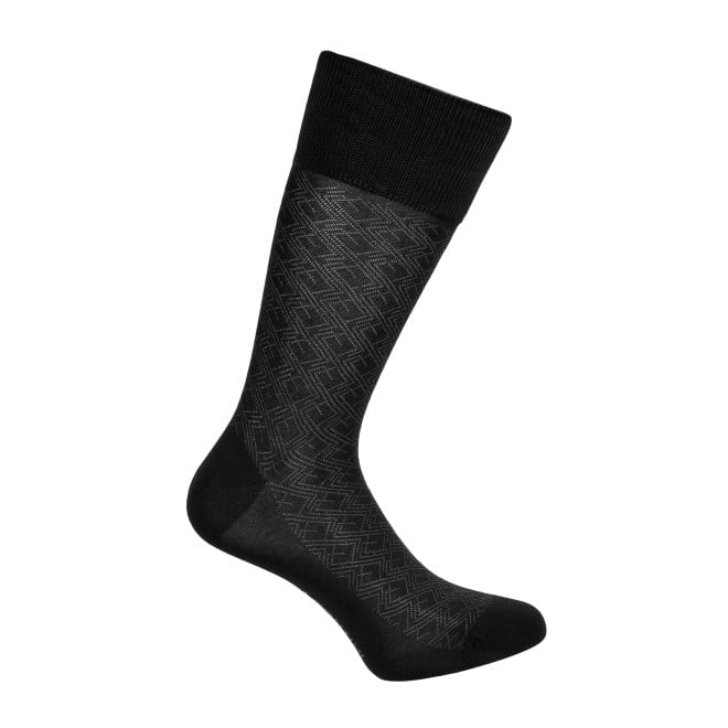 J.Fontini Men Black Socks Full Length