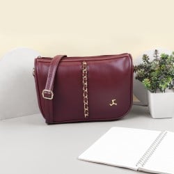 Women Maroon Sling Bag