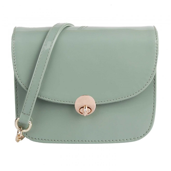 Mochi Green Hand Bags Flap Over Sling
