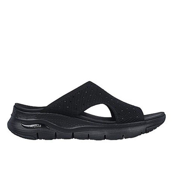Skechers Women Black-suede Sports Slides (SKU: 239-119449-34-9)