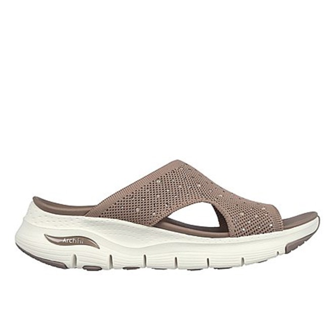 Skechers Women Brown-suede Sports Slides (SKU: 239-119449-35-7)