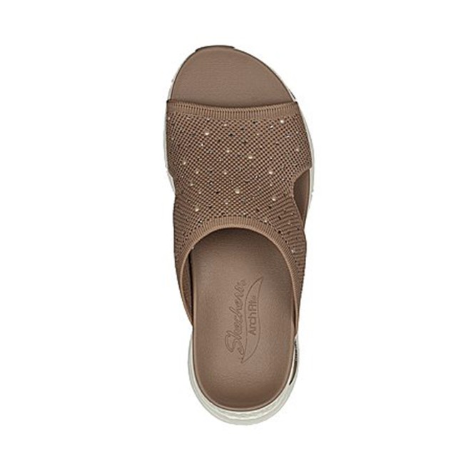 Skechers Women Brown-suede Sports Slides (SKU: 239-119449-35-7)