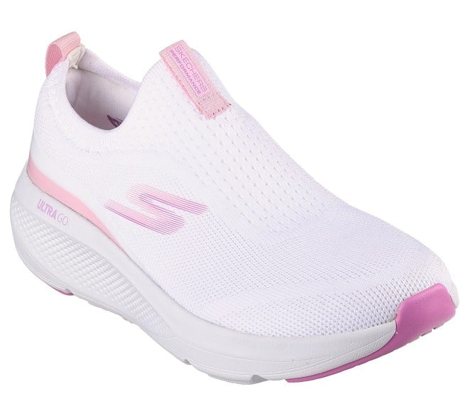 Skechers Women White-Pink Sports Walking Shoes