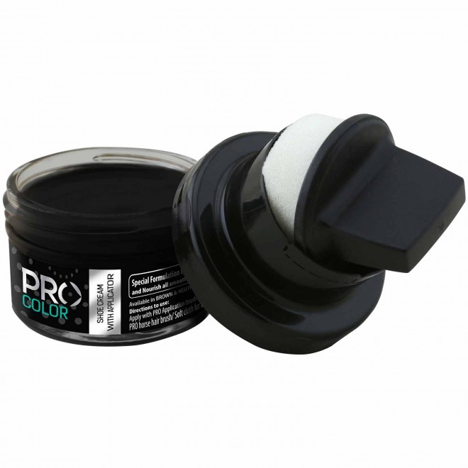 Pro Shoe Cream with Applicator Black For Smooth Leathers- 50 ML