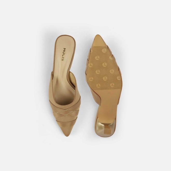 Mochi Women Beige Formal Slip Ons (SKU: 31-1026-20-37)