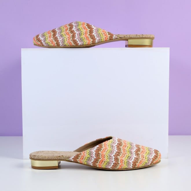 Mochi Women Beige-multi Ethnic Slip Ons
