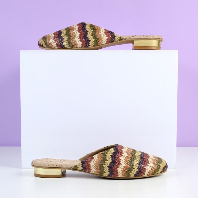 Mochi Women Brown-multi Ethnic Slip Ons