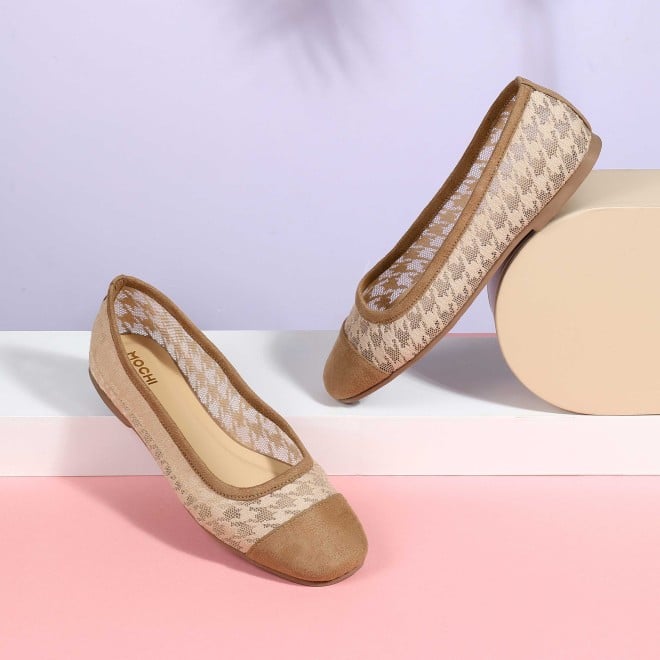Mochi Women Beige Casual Ballerinas (SKU: 31-1101-20-37)