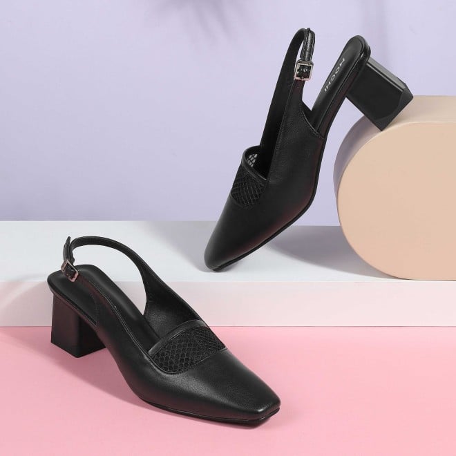 Mochi Women Black Formal Sandals