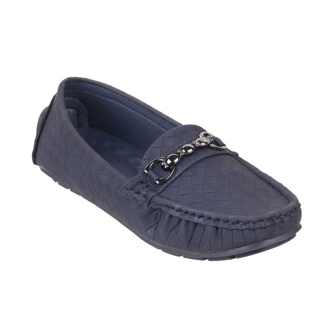 Mochi Women Navy-Blue Casual Loafers
