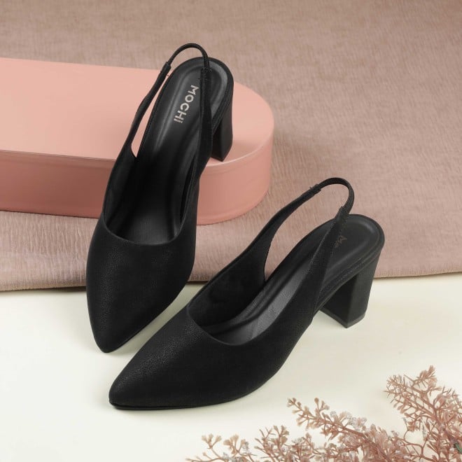 Mochi Women Black Formal Sandals