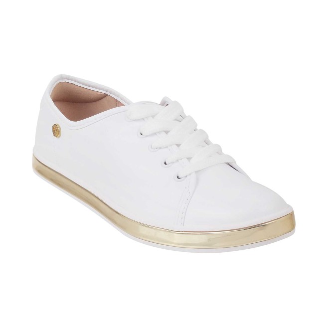 Mochi White Casual Sneakers for Women