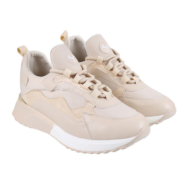 Mochi Women Beige Sports Walking Shoes