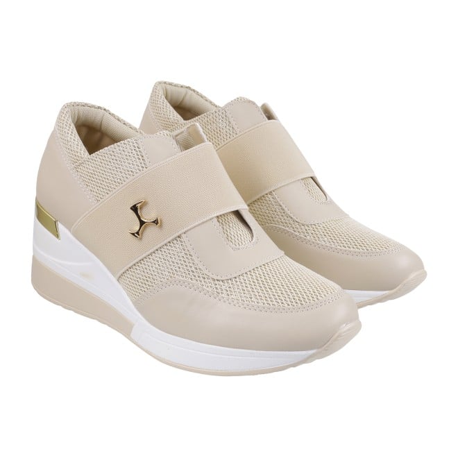 Mochi Women Beige Casual Sneakers