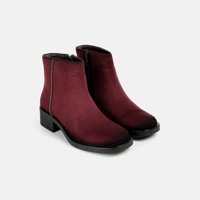 Mochi Women Maroon Casual Boots (SKU: 31-1225-44-36)
