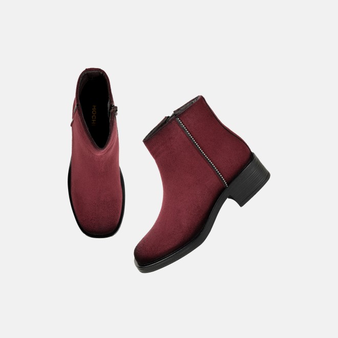 Mochi Women Maroon Casual Boots (SKU: 31-1225-44-36)