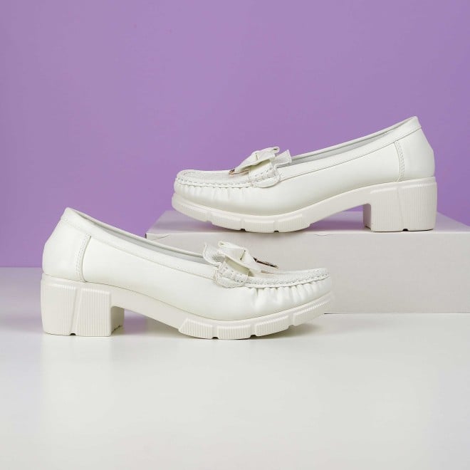 Mochi Women White Casual Loafers