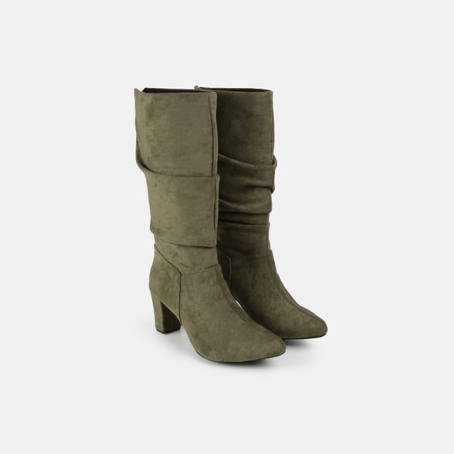 Mochi Women Olive Casual Boots (SKU: 31-1247-49-36)