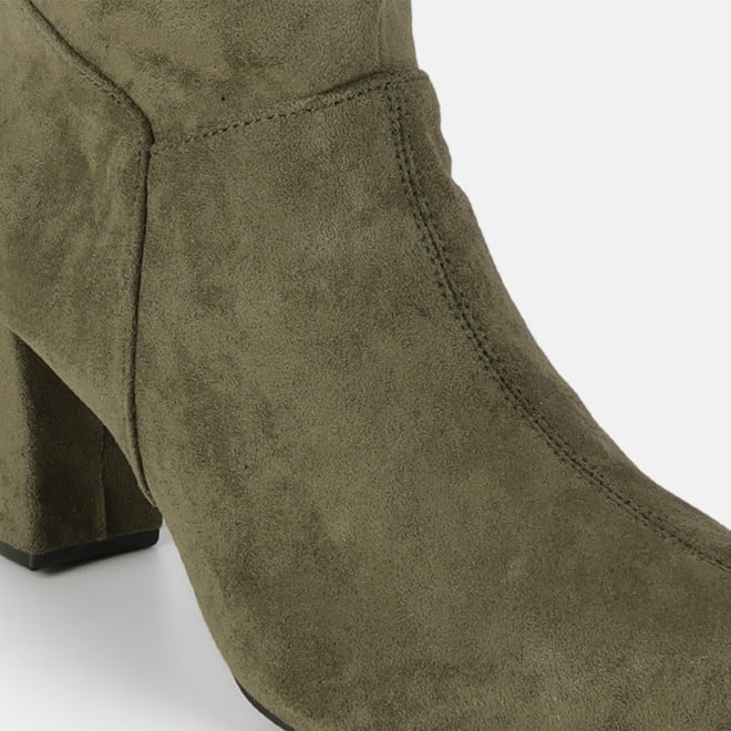 Mochi Women Olive Casual Boots (SKU: 31-1247-49-36)