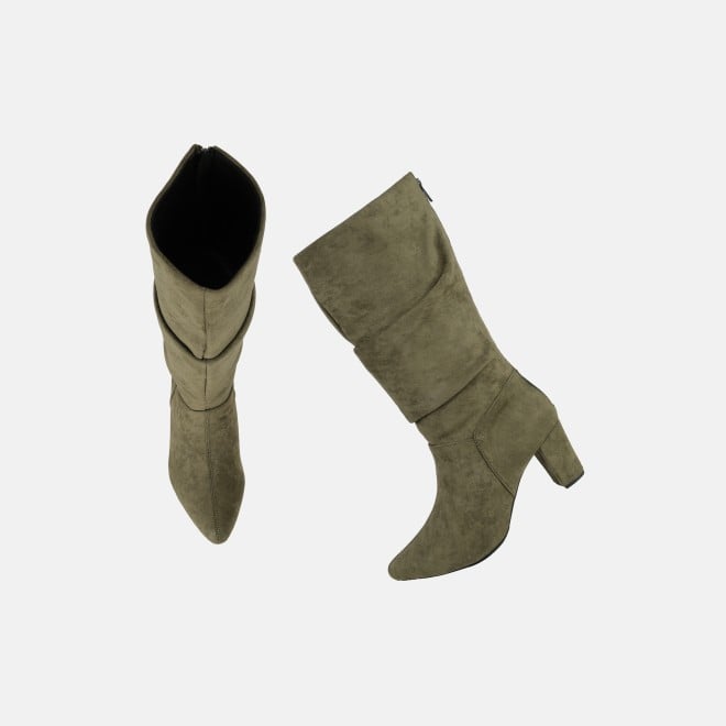 Mochi Women Olive Casual Boots (SKU: 31-1247-49-36)