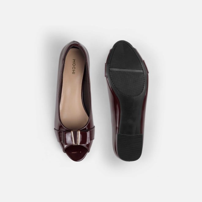 Mochi Women Maroon Formal Peep Toes (SKU: 31-1249-44-39)